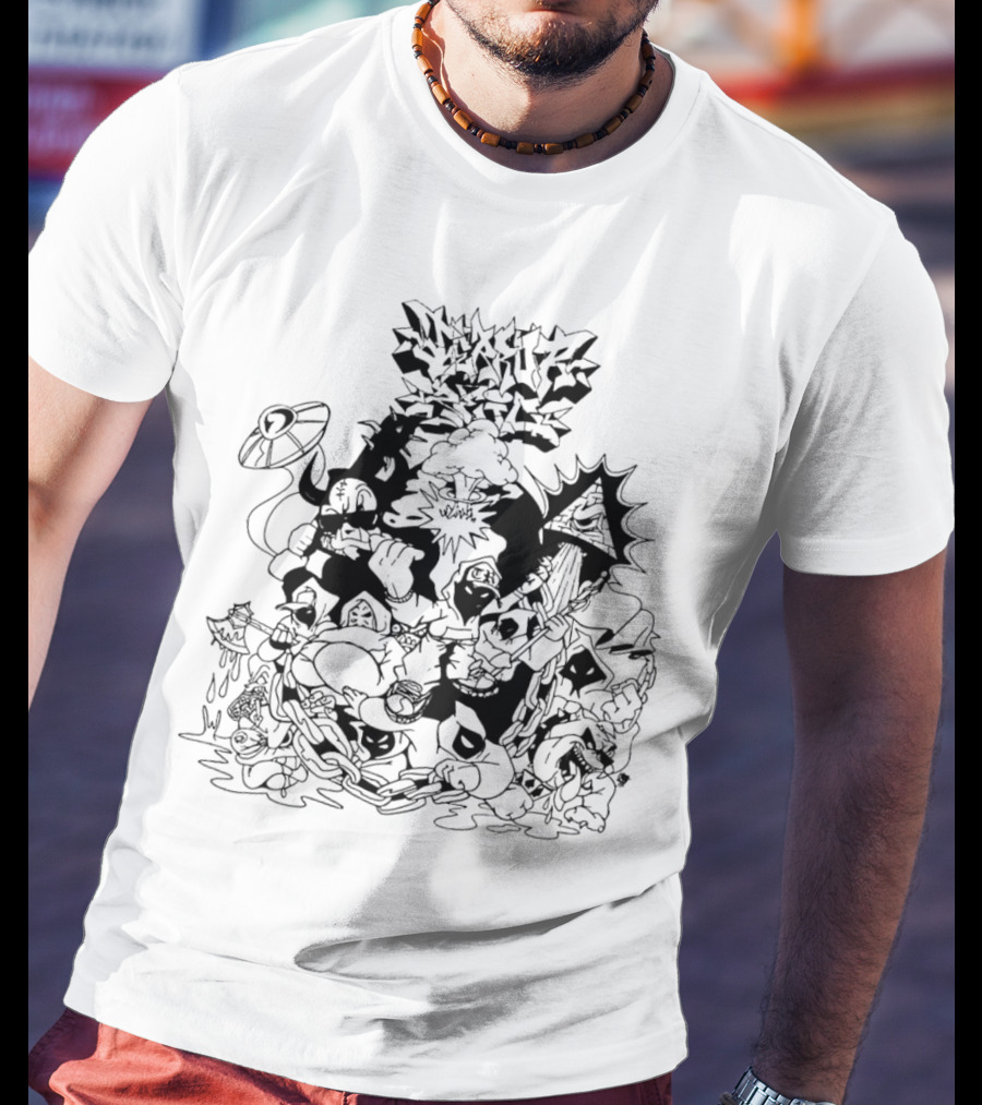 Madness White Cartoon Chaos Board Violence Slam T-Shirt