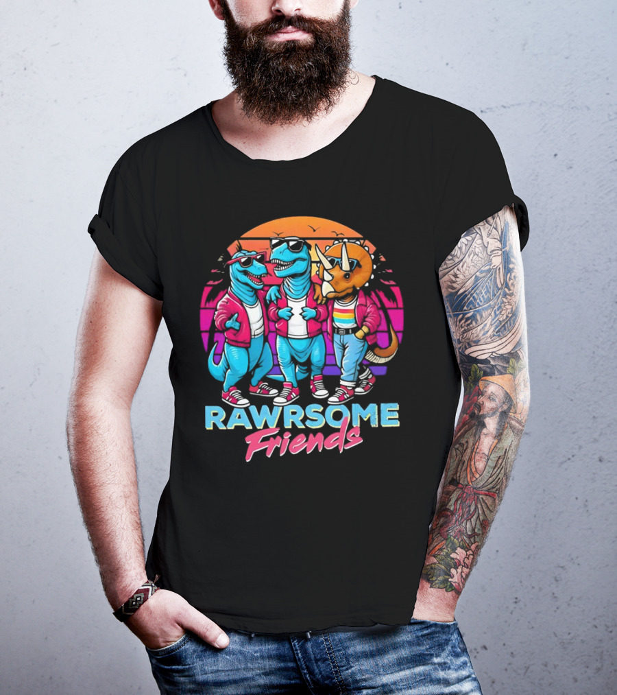 Rawrsome Friends Juna Duncan Retro Dinosaur Crew T-Shirt