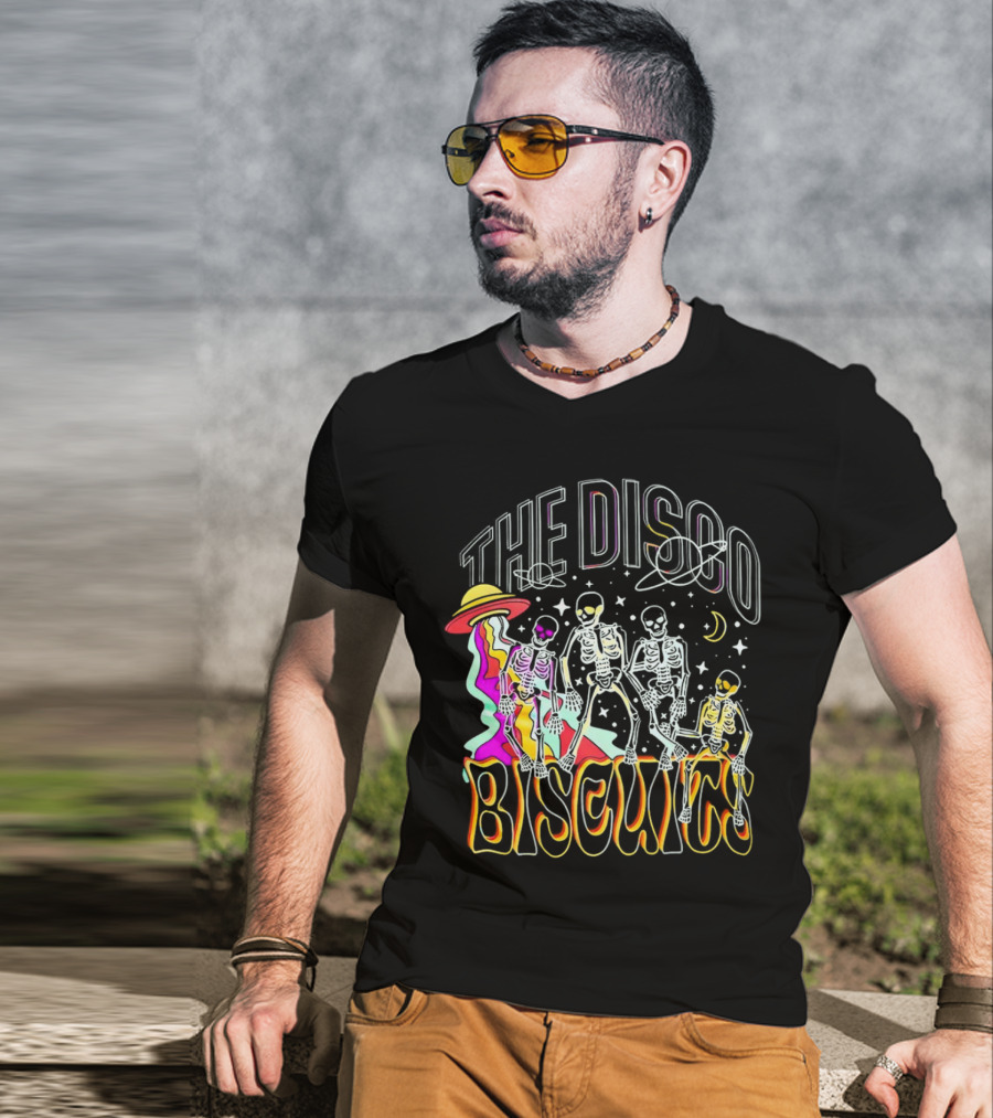 The Disco Biscuits Skeletons Dancing With UFO And Stars T-Shirt