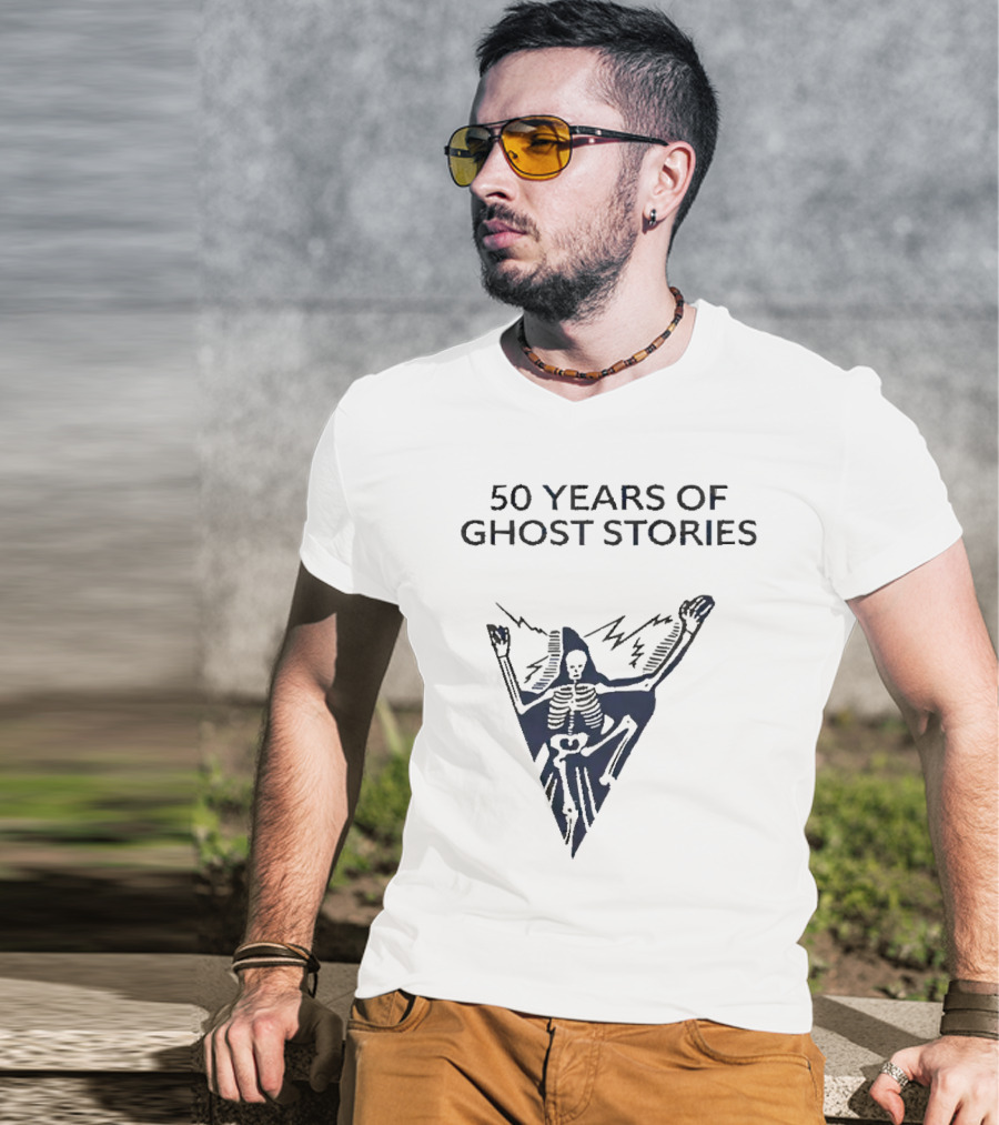 50 Years Of Ghost Stories Skeleton With Lightning Bolt T-Shirt