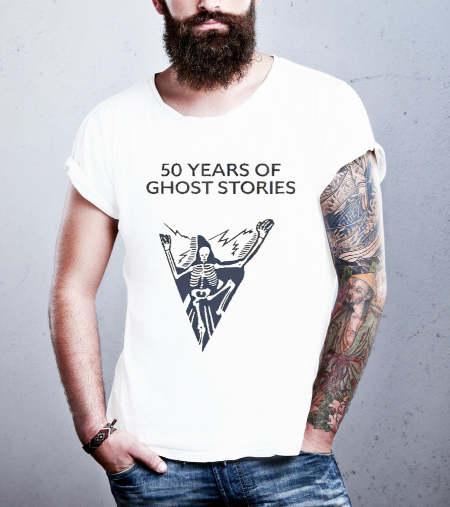 50 Years Of Ghost Stories Skeleton With Lightning Bolt T-Shirt