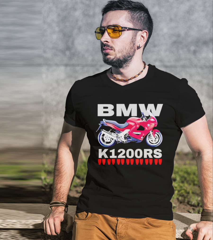 BMW K1200Rs Motorcycle Illustration With Red Iconic T-Shirt