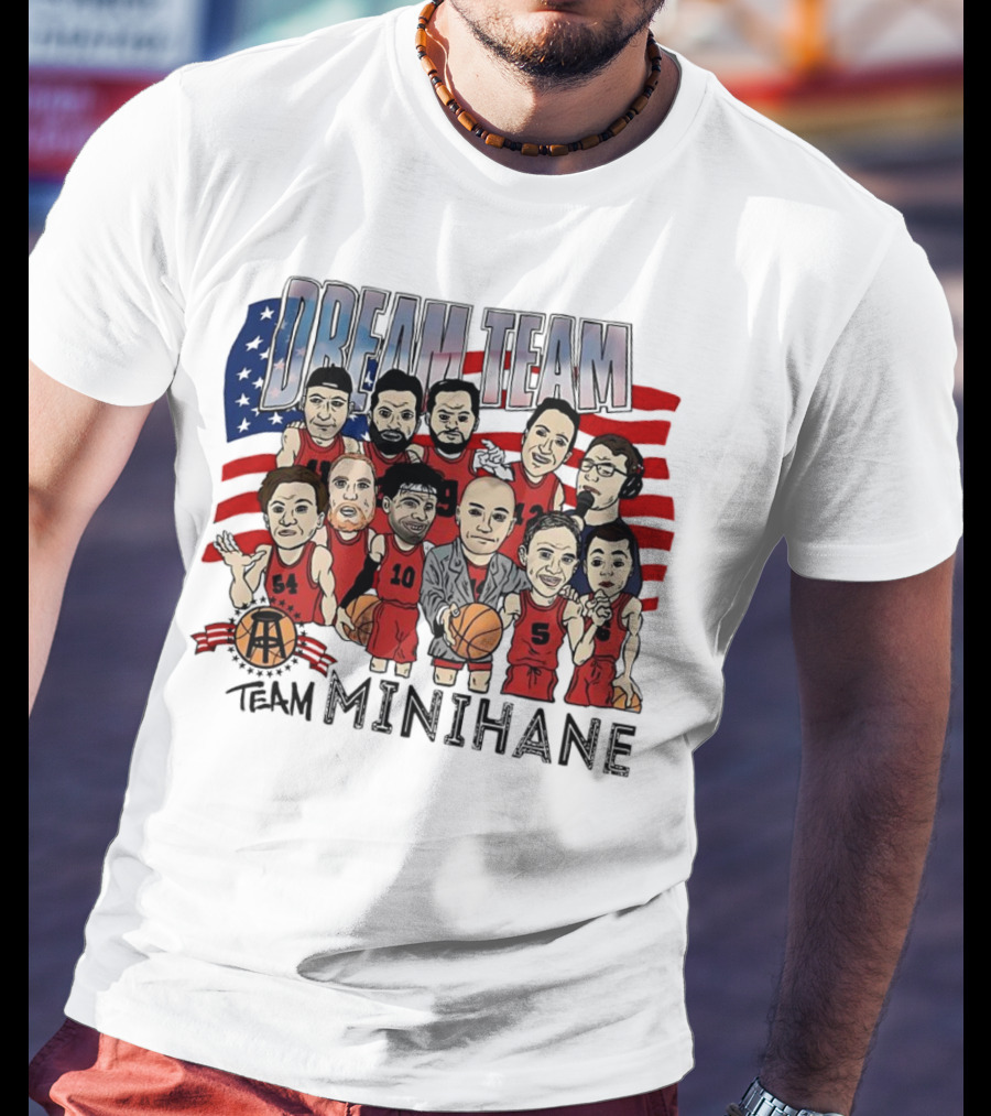 Dream Team Minihane Basketball USA Flag Characters T-Shirt
