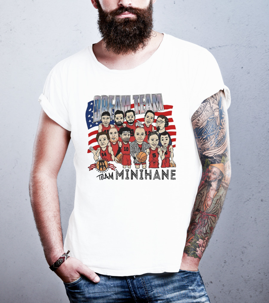 Dream Team Minihane Basketball USA Flag Characters T-Shirt