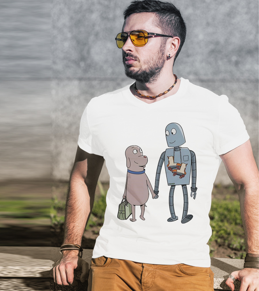 Companionship Adventure: Robot And Dog Journey T-Shirt