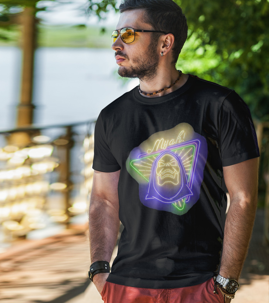 Skeletor Neon Myah Retro 80s Glowing Triangle T-Shirt