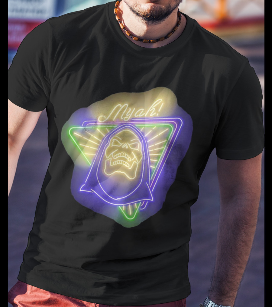 Skeletor Neon Myah Retro 80s Glowing Triangle T-Shirt