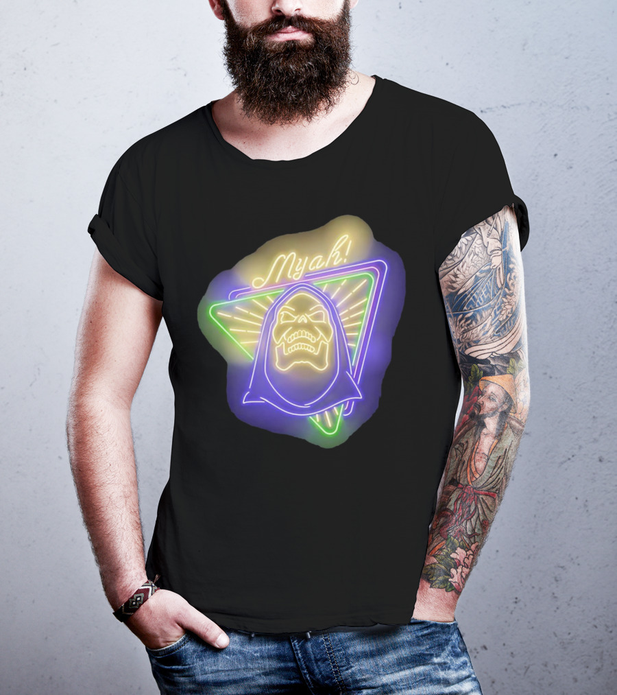 Skeletor Neon Myah Retro 80s Glowing Triangle T-Shirt