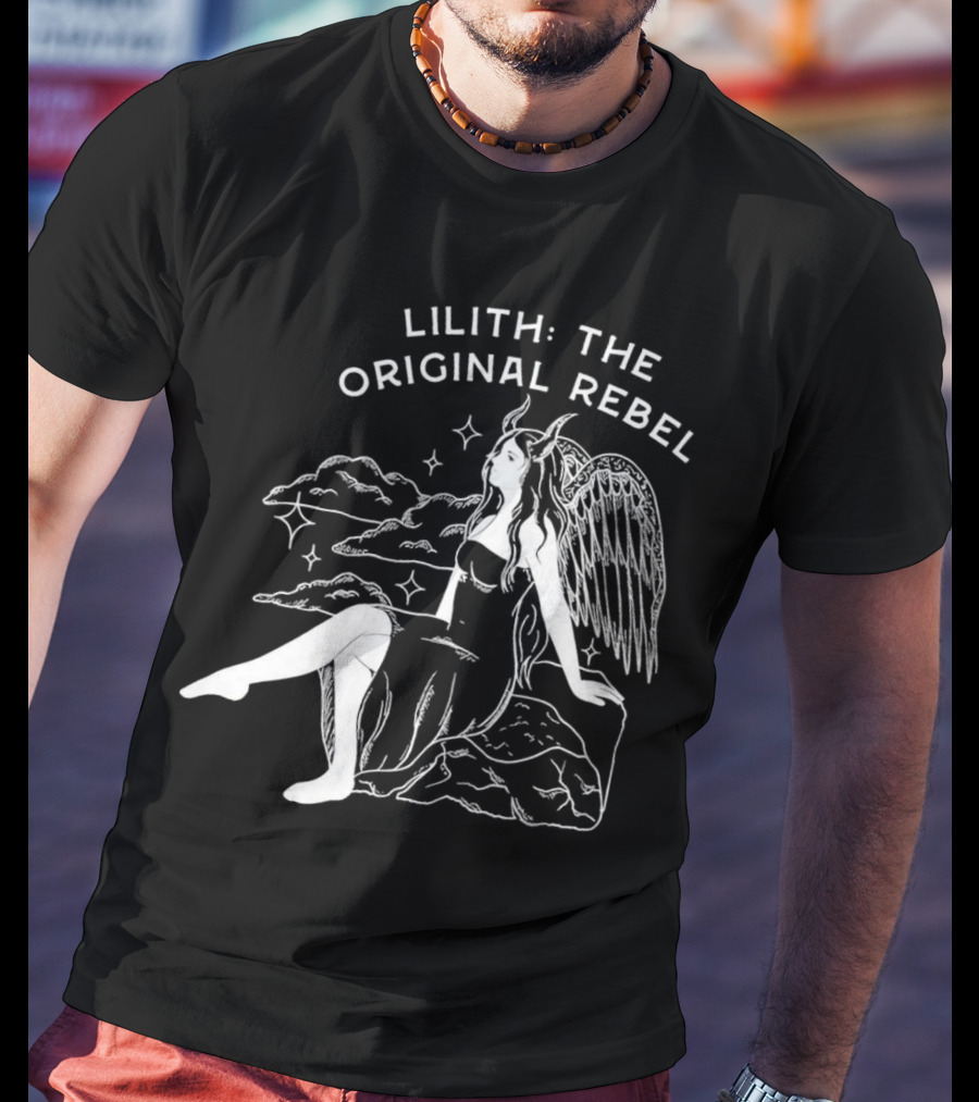 Lilith The Original Rebel Angelic Female Figure With Wings And Horns T-Shirt