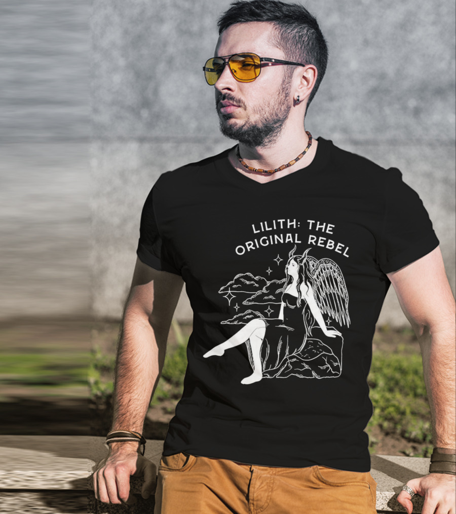 Lilith The Original Rebel Angelic Female Figure With Wings And Horns T-Shirt