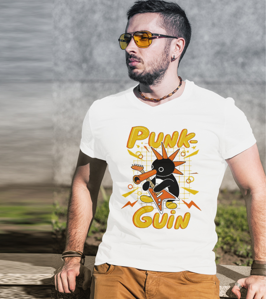Punk-Guin Penguins Playing Musical Punk Guin T-Shirt