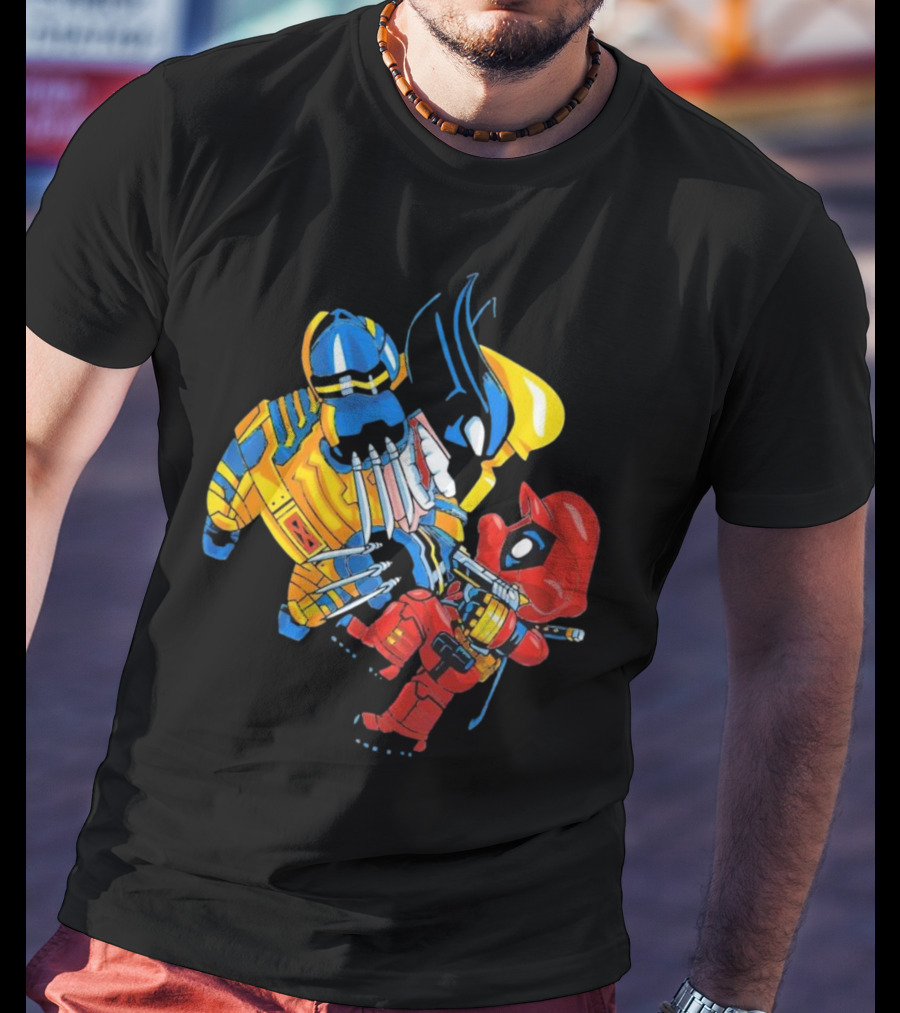 Wario And Mario As Wolverine And Deadpool Face-Off In Colorful Crossover T-Shirt