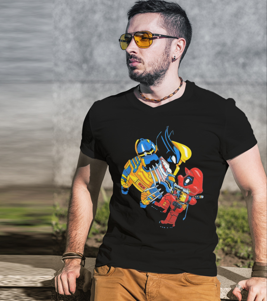 Wario And Mario As Wolverine And Deadpool Face-Off In Colorful Crossover T-Shirt