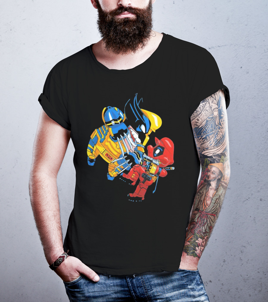 Wario And Mario As Wolverine And Deadpool Face-Off In Colorful Crossover T-Shirt