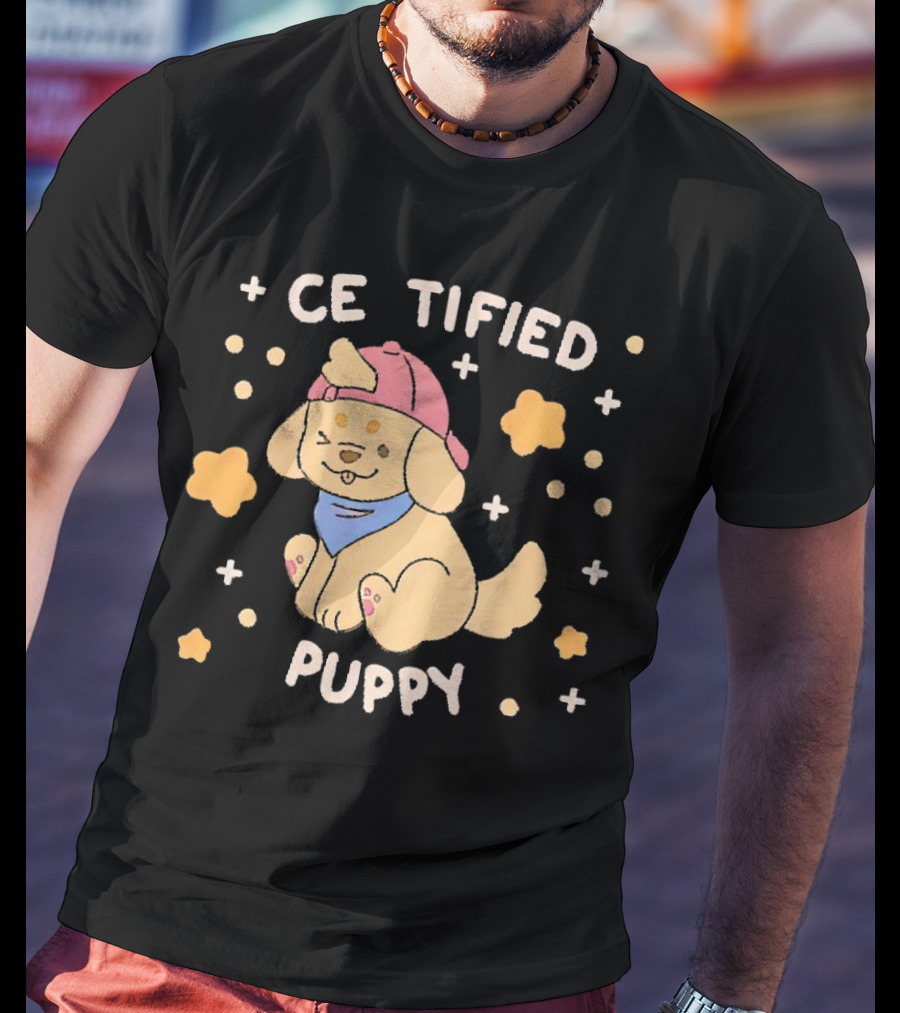 Certified Cute Puppy With Hat And Bandana T-Shirt