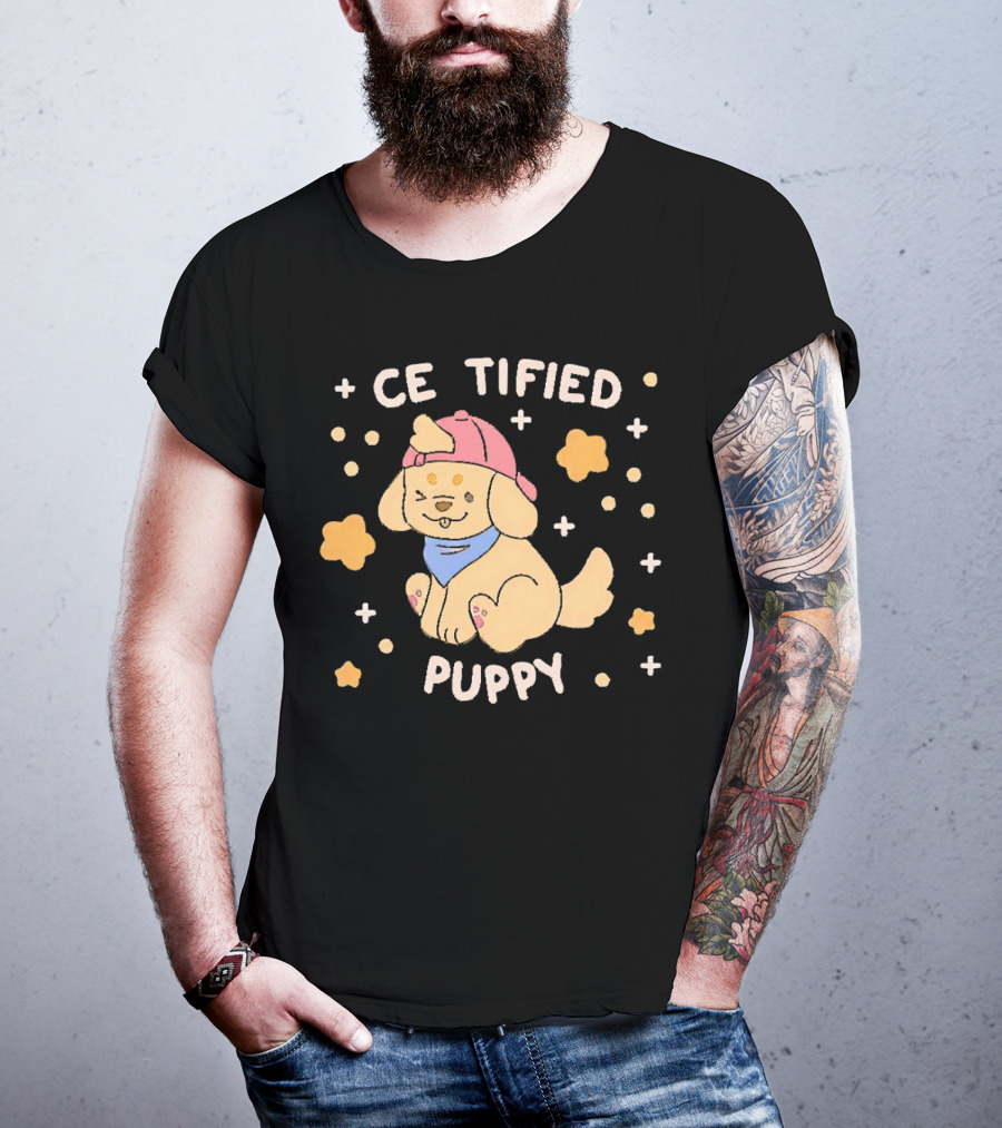 Certified Cute Puppy With Hat And Bandana T-Shirt