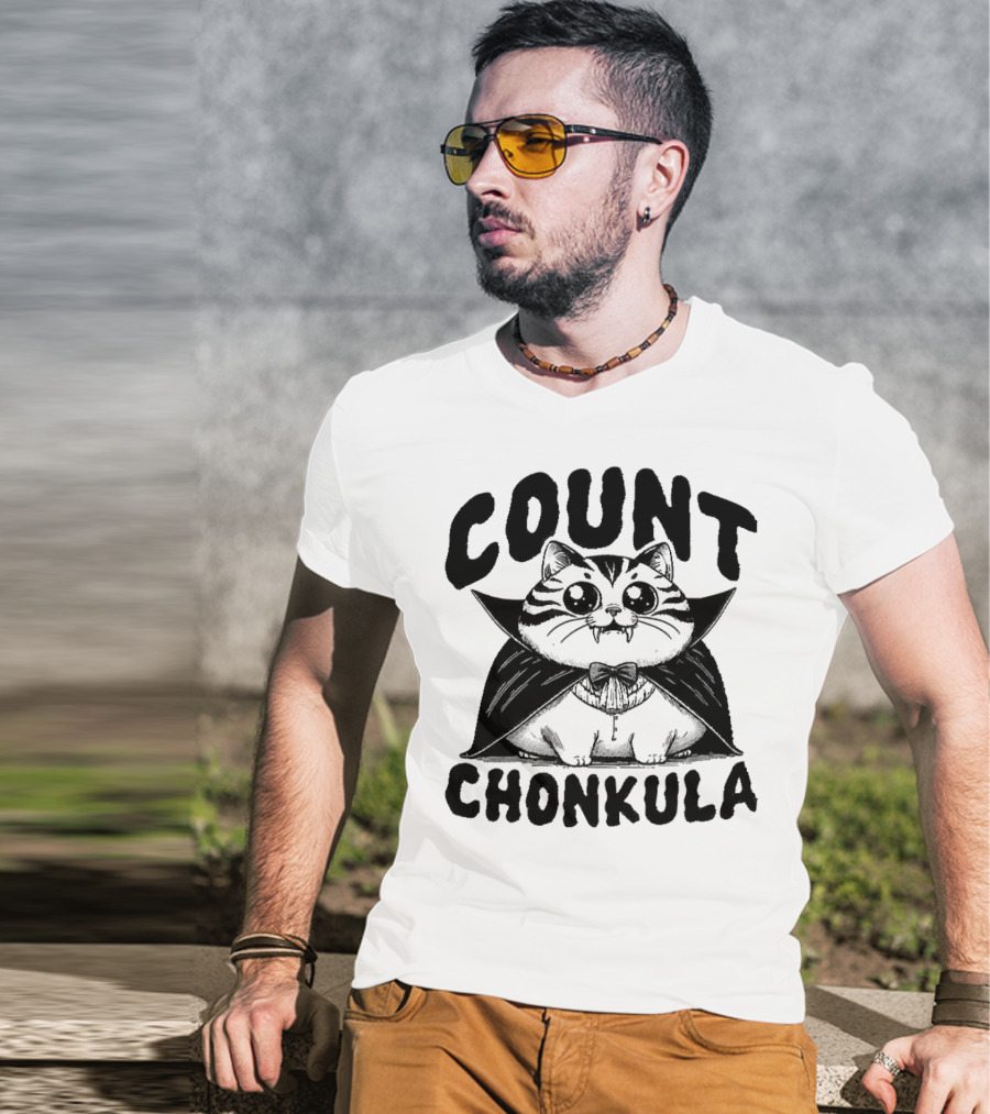 Count Chonkula Cat In Vampire Costume T-Shirt