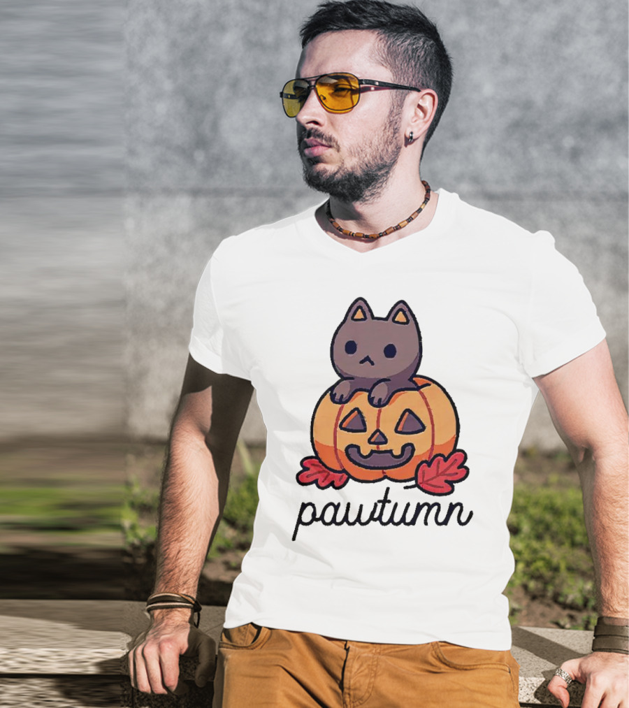 Halloween Cat Pawtumn Pumpkin T-Shirt