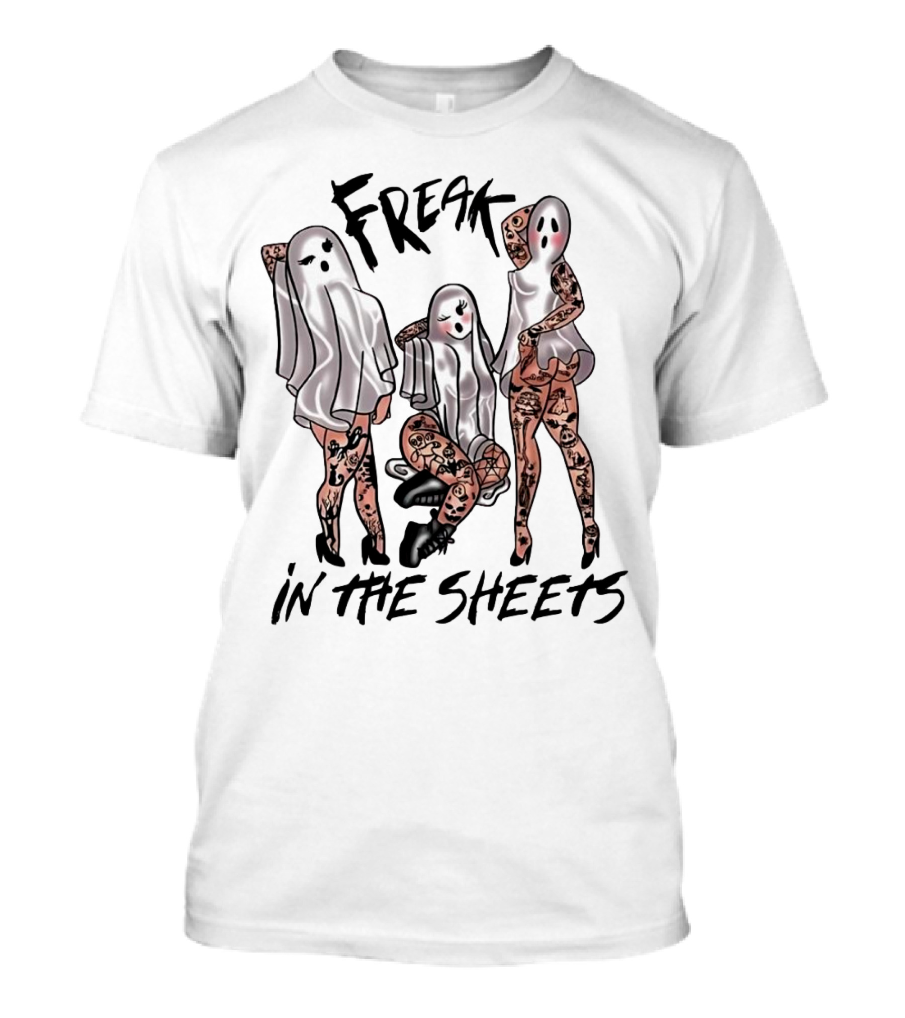 Ghosts Freak In The Sheets Tattooed Spooky T-Shirt