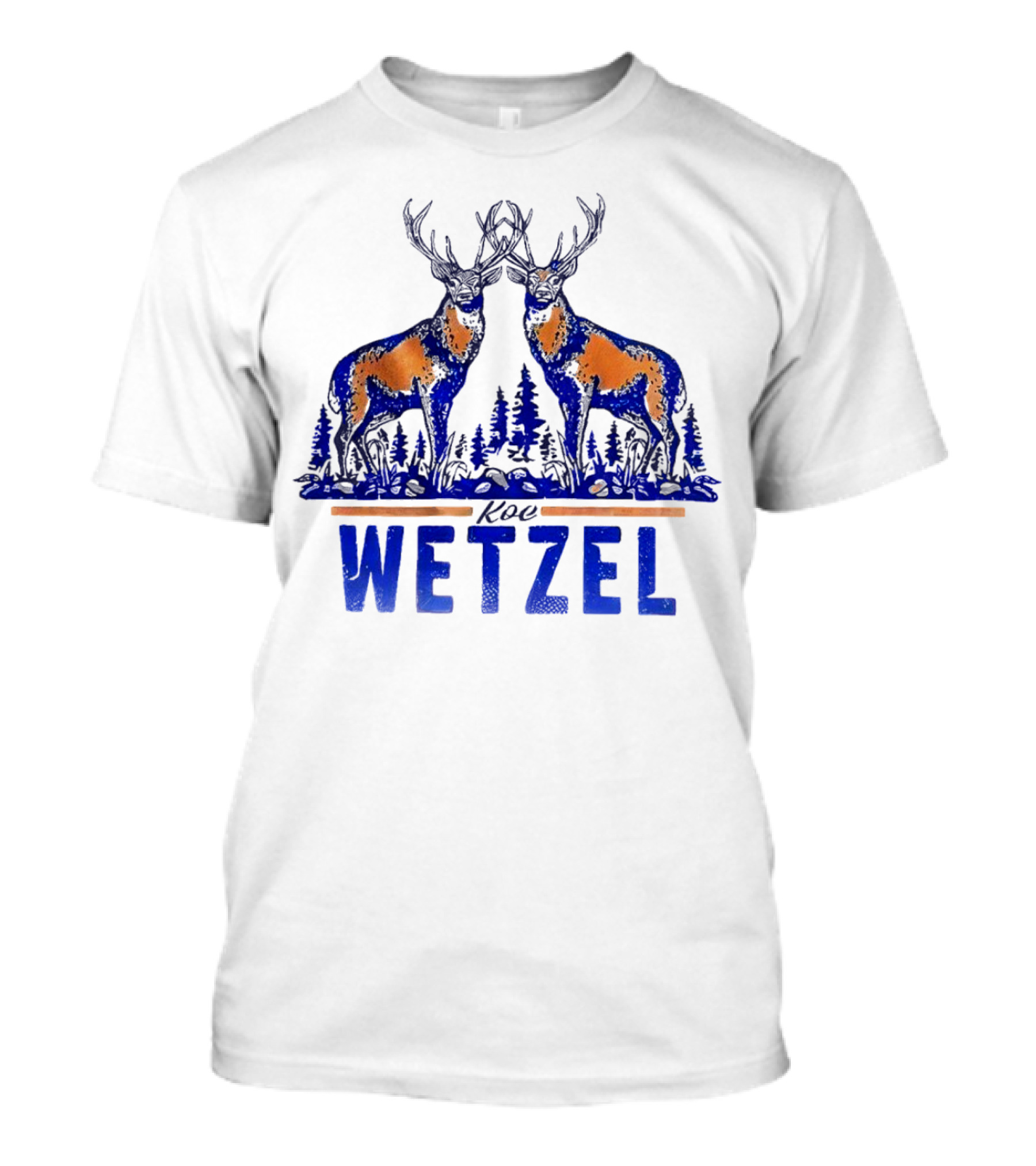 Koe Wetzel Double Deer Forest Blue Orange T-Shirt