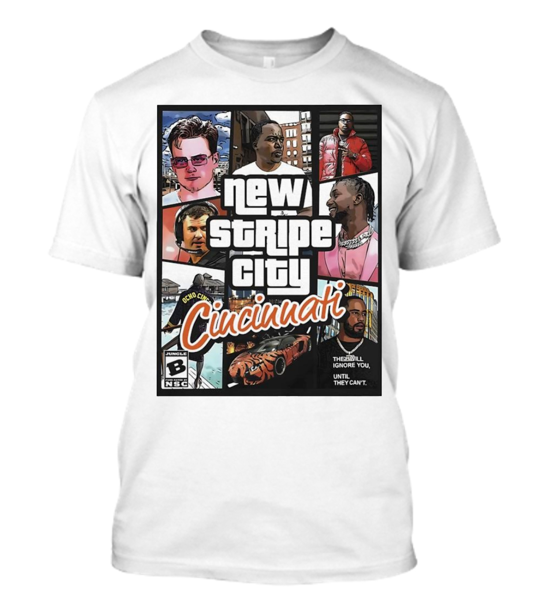 New Stripe City Cincinnati Icons Comic Style NFL T-Shirt