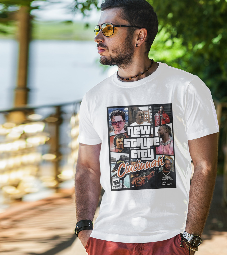 New Stripe City Cincinnati Icons Comic Style NFL T-Shirt