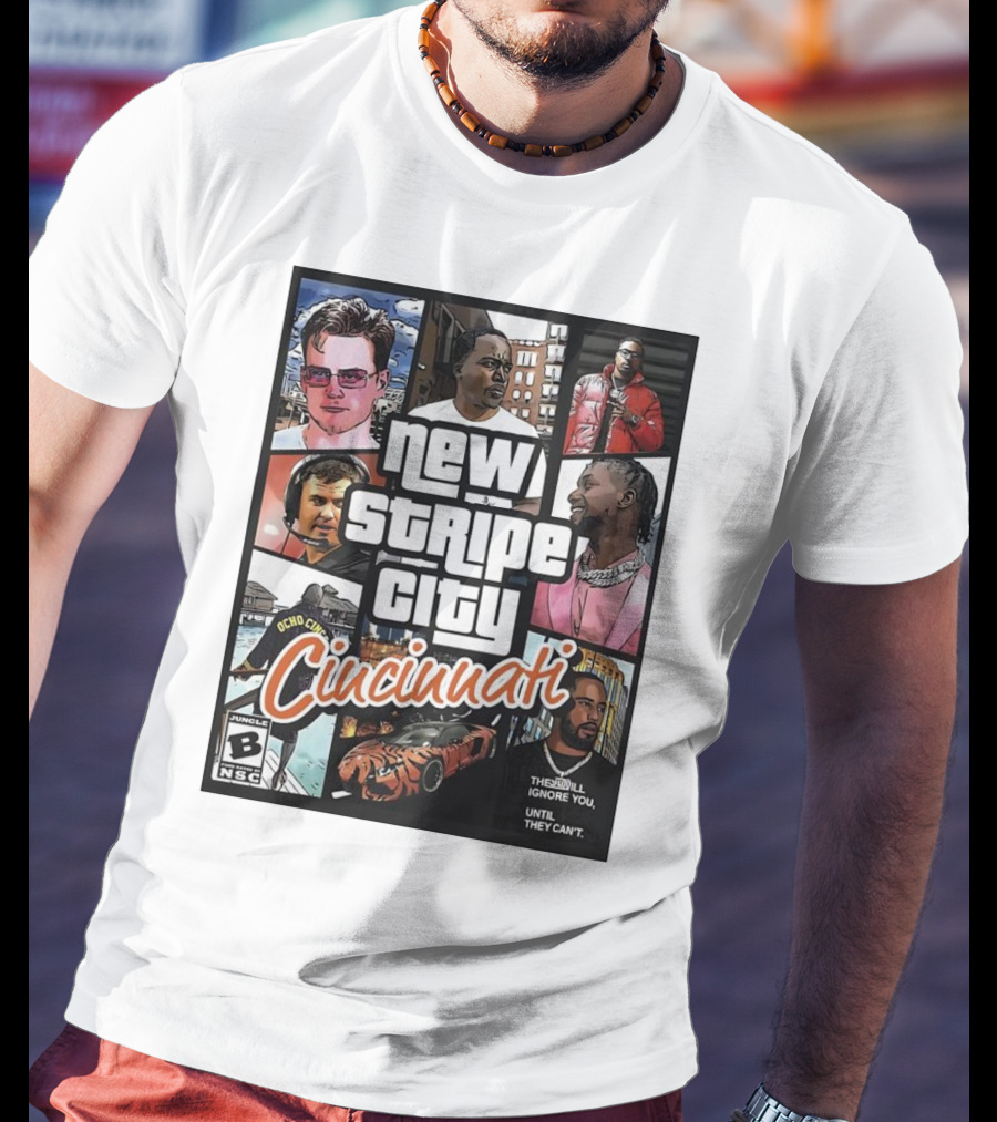 New Stripe City Cincinnati Icons Comic Style NFL T-Shirt