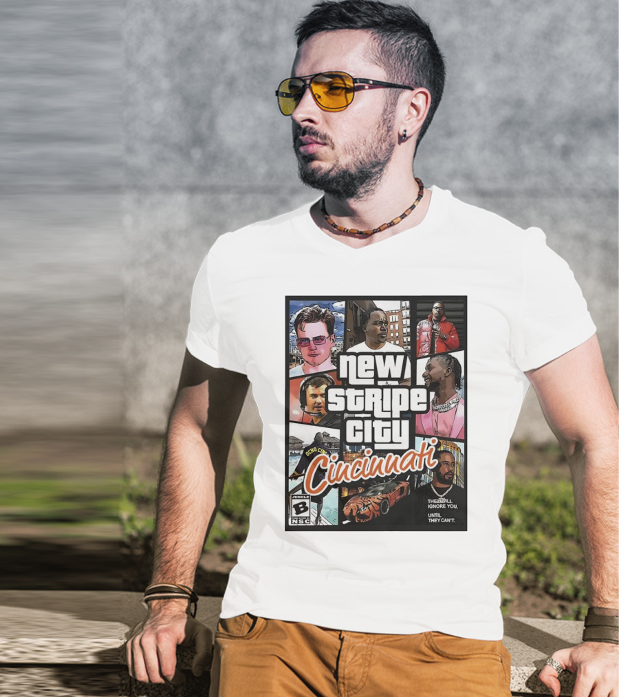 New Stripe City Cincinnati Icons Comic Style NFL T-Shirt