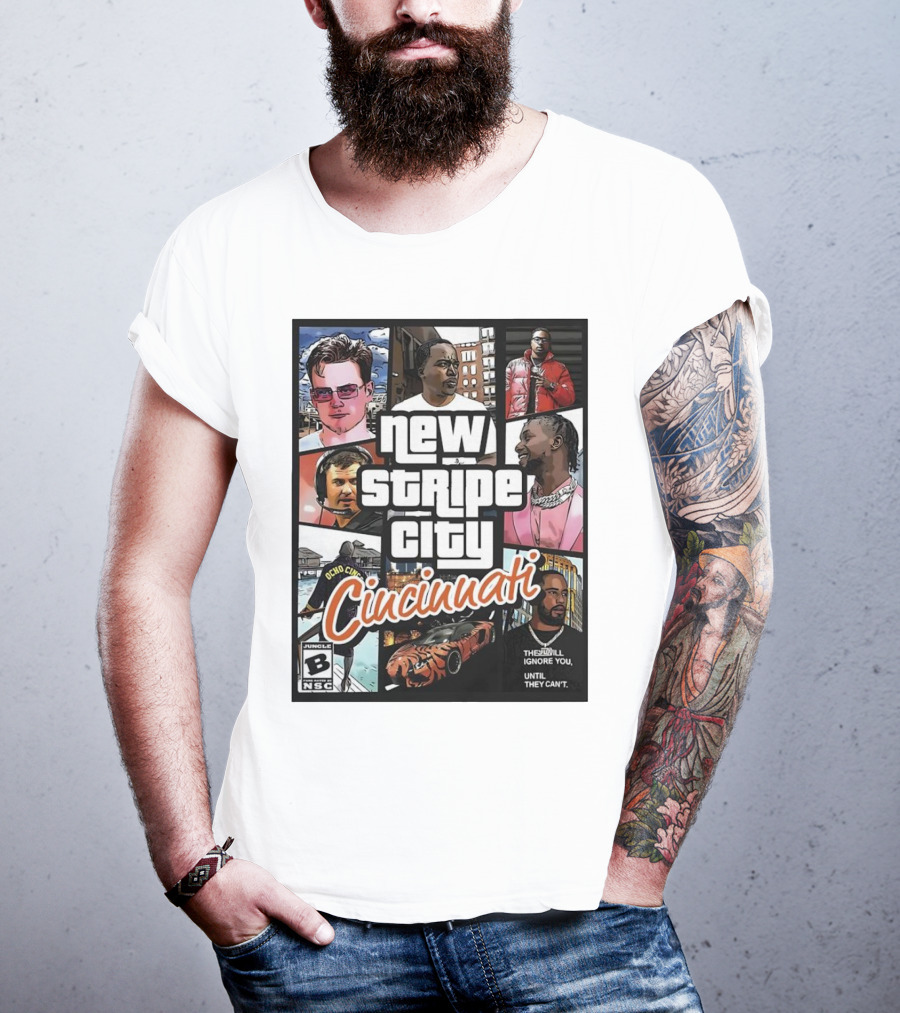 New Stripe City Cincinnati Icons Comic Style NFL T-Shirt