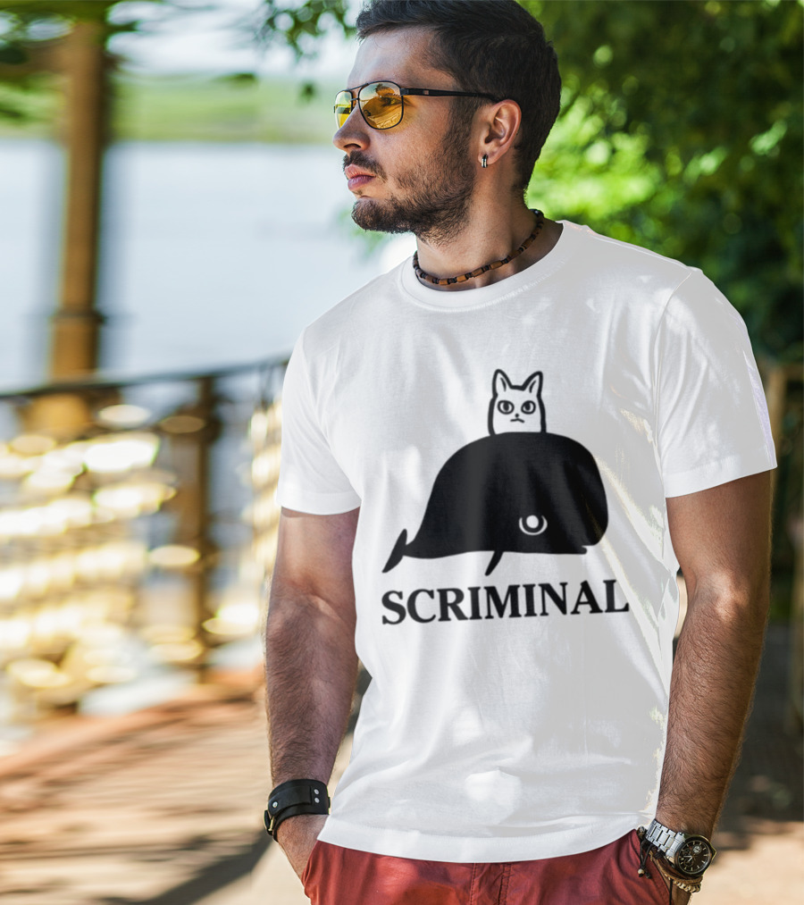 Scriminal Cat On Whale T-Shirt