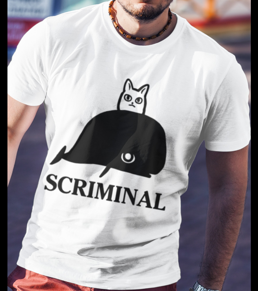 Scriminal Cat On Whale T-Shirt