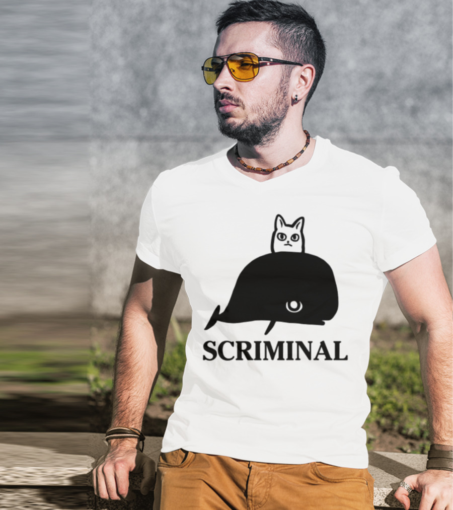 Scriminal Cat On Whale T-Shirt
