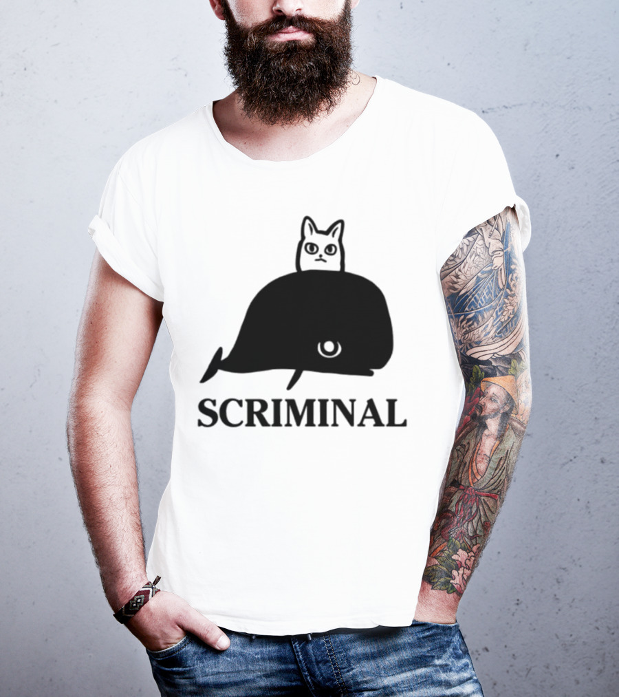 Scriminal Cat On Whale T-Shirt