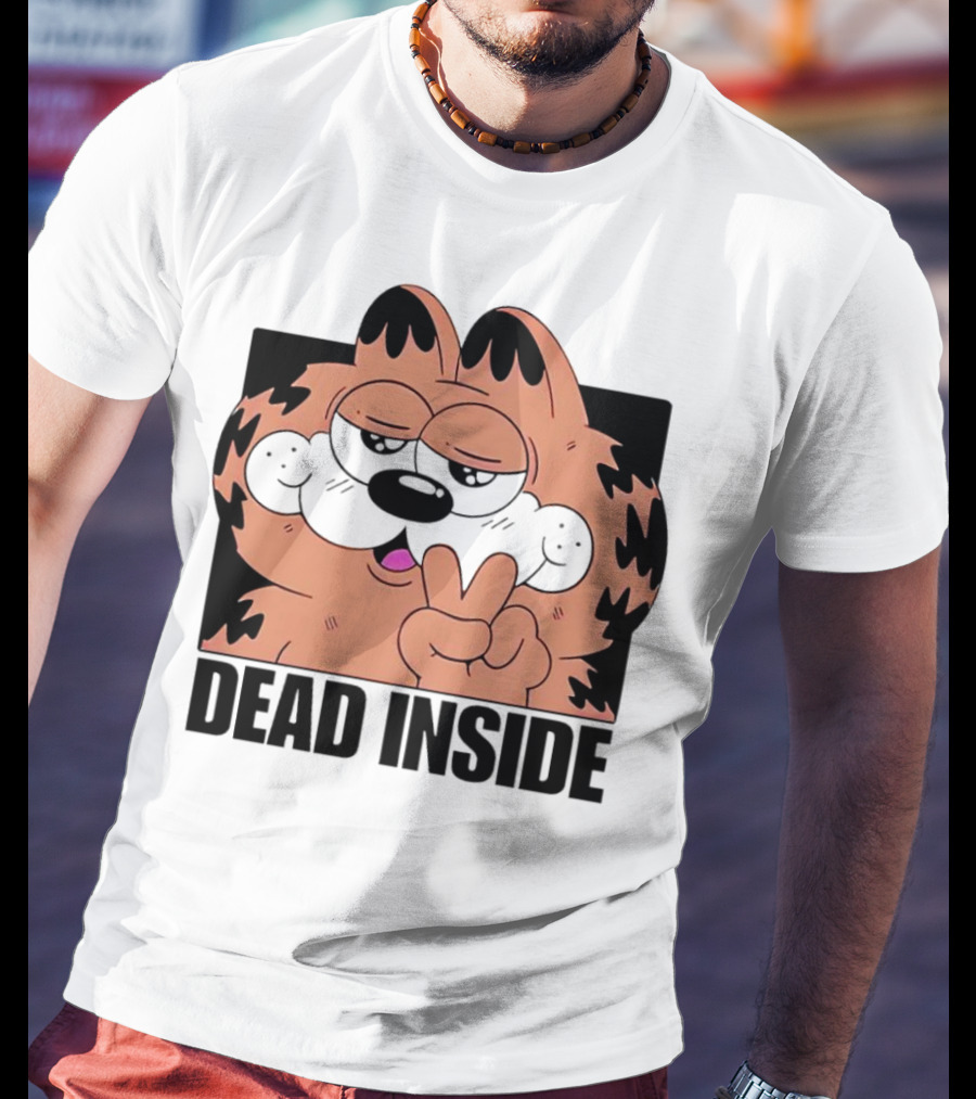 Garfield Dead Inside Peace Sign Iconic Meme T-Shirt