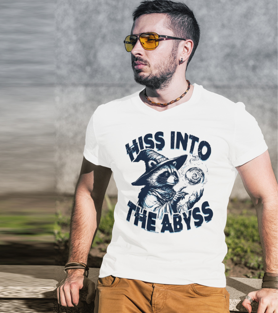 Hiss Into The Abyss Raccoon Witch With Magic Orb T-Shirt