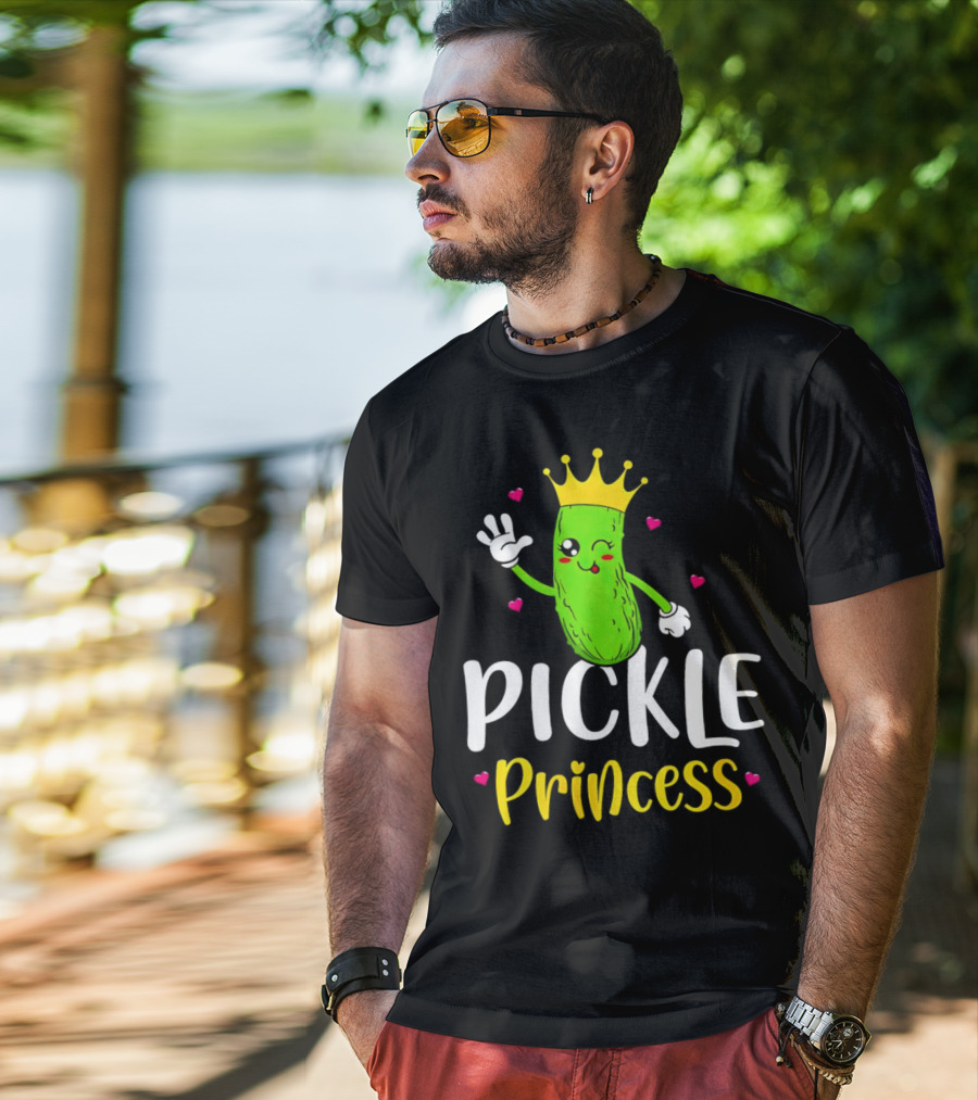 Pickle Princess Cute Crowned Character With Hearts T-Shirt