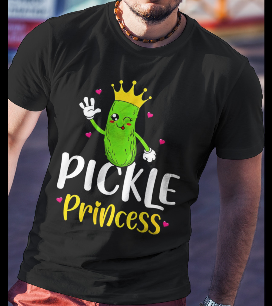 Pickle Princess Cute Crowned Character With Hearts T-Shirt