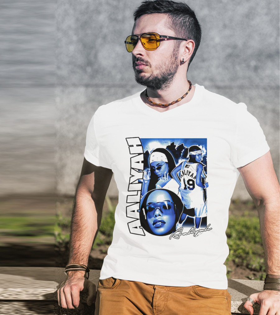 Aaliyah Vintage Rap Aaliyah 90s Style University Blue Jordan T-Shirt