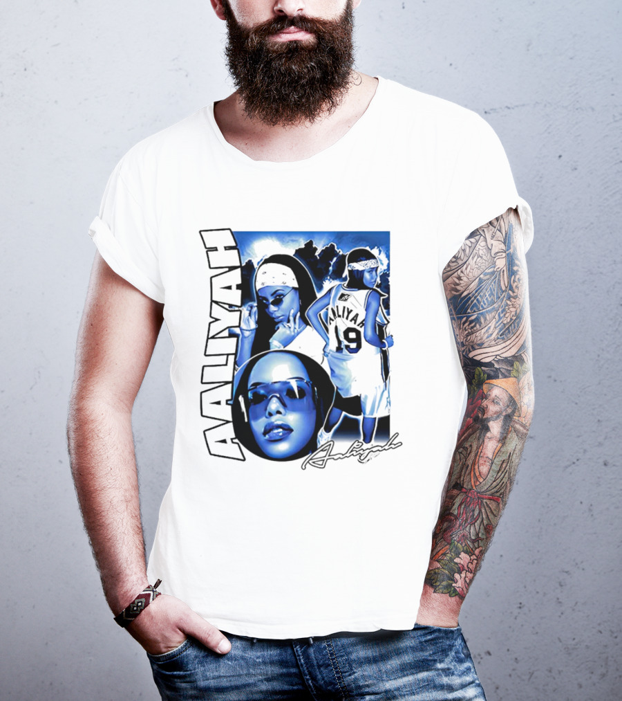 Aaliyah Vintage Rap Aaliyah 90s Style University Blue Jordan T-Shirt