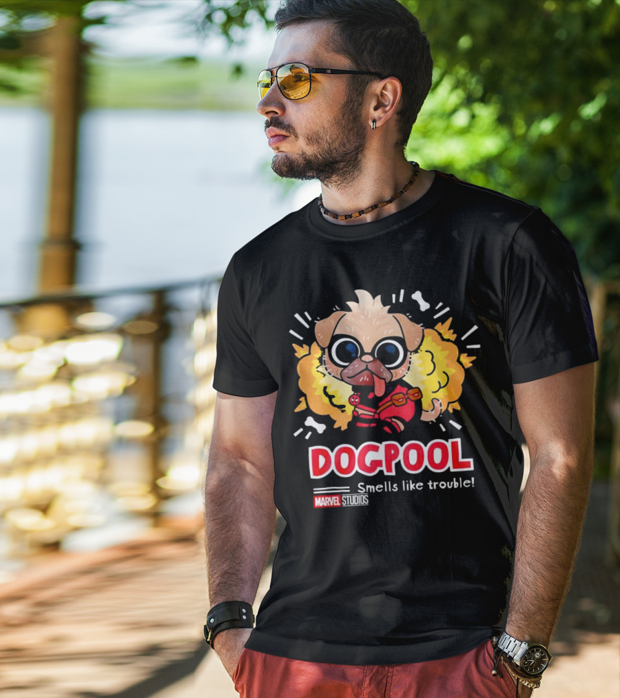 Deadpool Marvel Studios Dogpool Smells Like Trouble T-Shirt