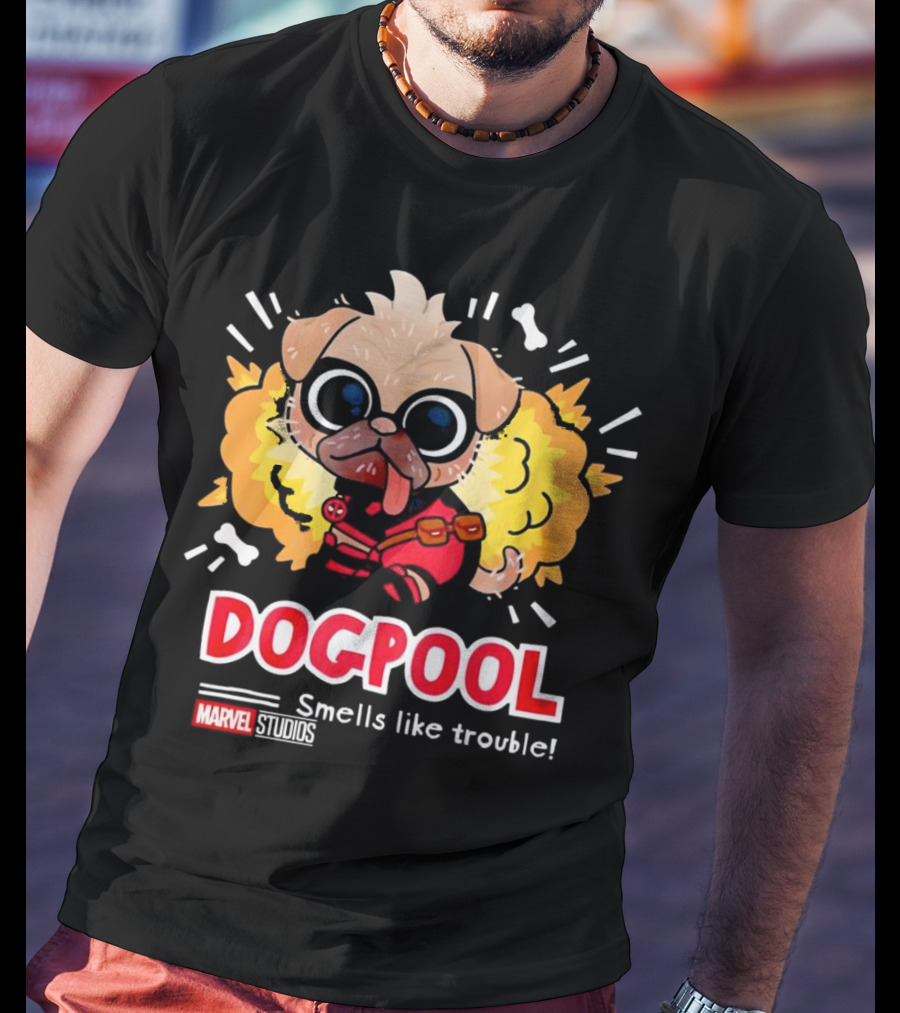 Deadpool Marvel Studios Dogpool Smells Like Trouble T-Shirt