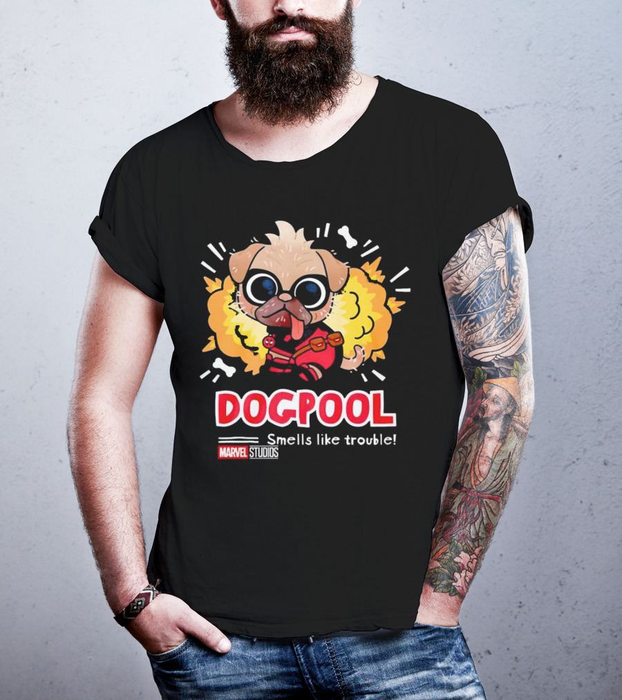 Deadpool Marvel Studios Dogpool Smells Like Trouble T-Shirt