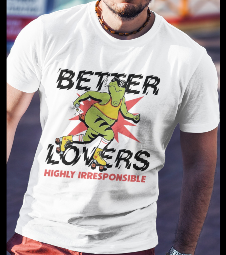Better Lovers Highly Irresponsible Roller Skating Dinosaur On Yellow Wheels T-Shirt