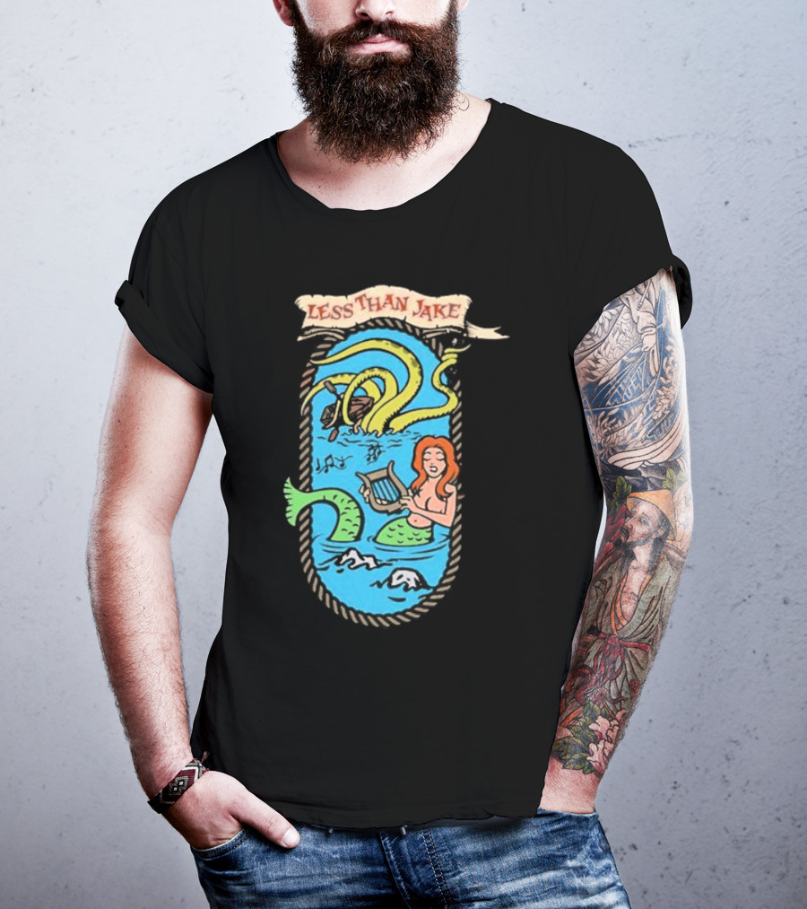 Less Than Jake Mermaid And Sea Monster Playing Music T-Shirt