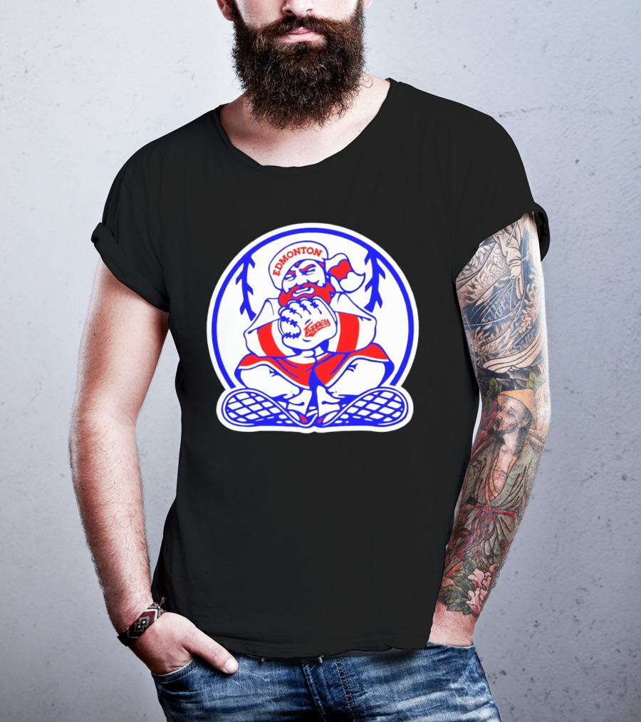 Edmonton Trappers Santa Logo Baseball Winter T-Shirt