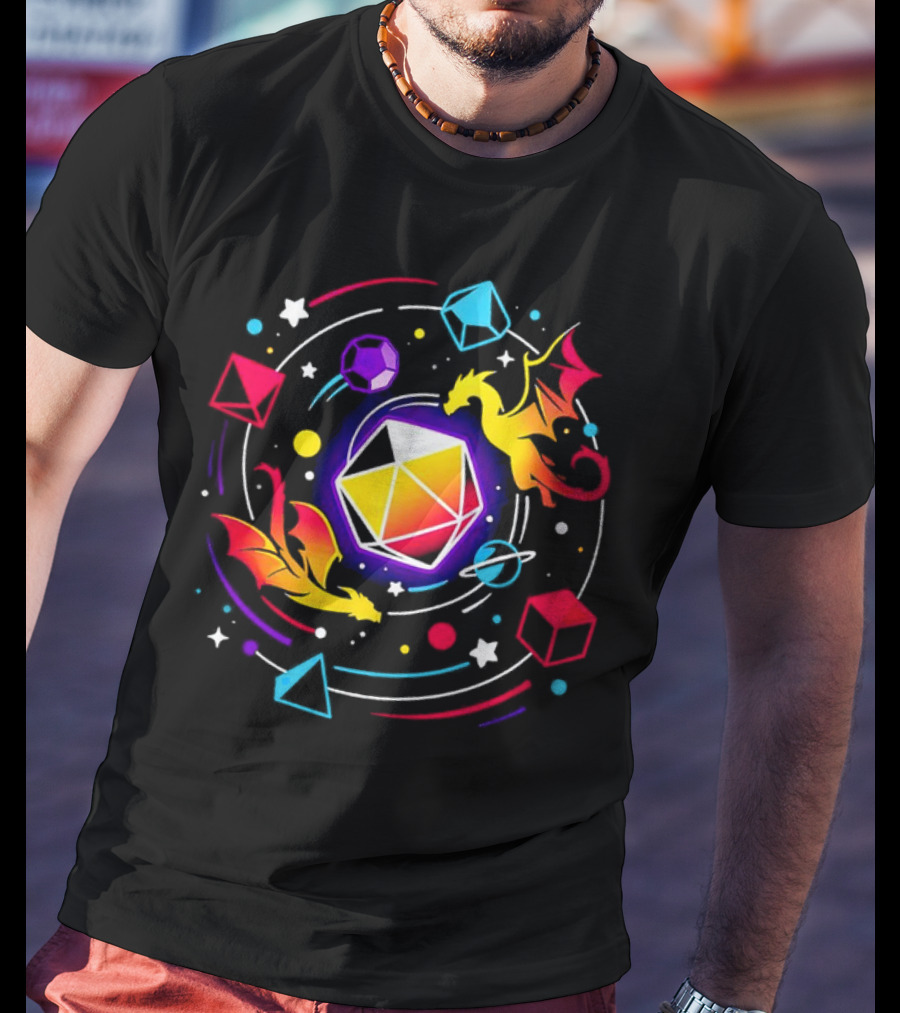 Dragon Dice Solar System Fantasy Colors T-Shirt