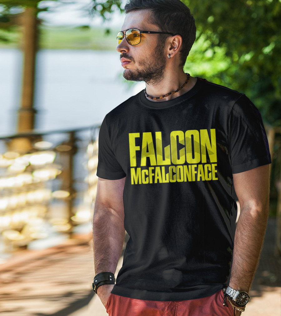 Falcon McFalconface Bold Yellow Text With Falcon T-Shirt