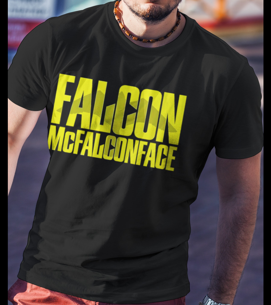 Falcon McFalconface Bold Yellow Text With Falcon T-Shirt