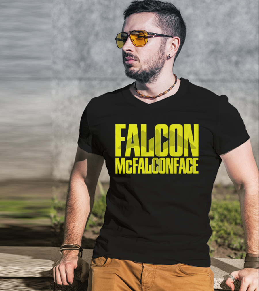 Falcon McFalconface Bold Yellow Text With Falcon T-Shirt