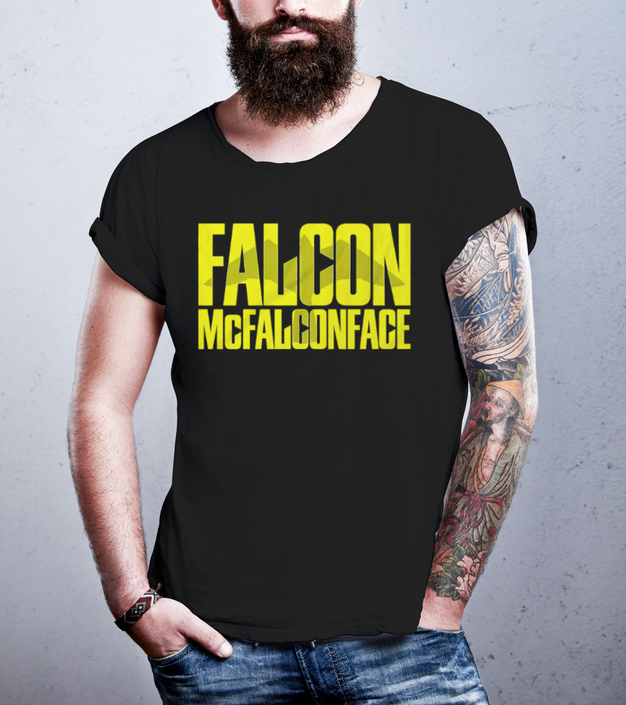 Falcon McFalconface Bold Yellow Text With Falcon T-Shirt